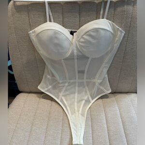 Shop Priceless Uma White Mesh Corset Bodysuit